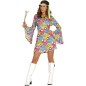 Disfraz vestido hippie flower power mujer talla L 42-44
