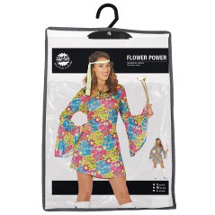 Disfraz vestido hippie flower power mujer talla L 42-44-El Informal