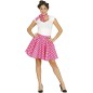 Disfraz pin up años 50 rosa lunares blancos