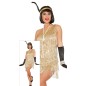 Disfraz charleston oro con flecos para mujer