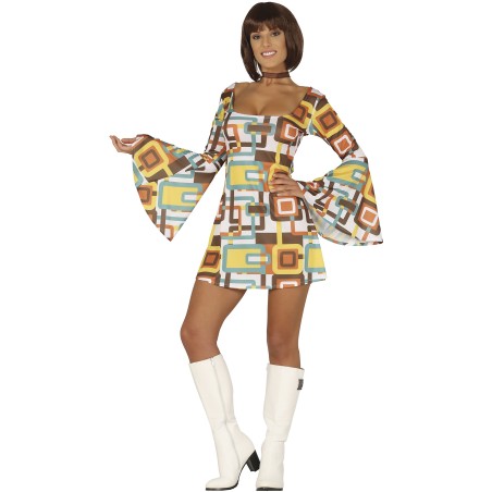 Disfraz discotequera mujer años 70 disco vestido