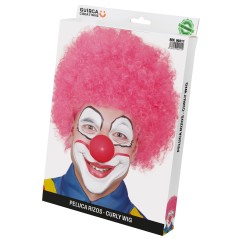 Peluca rizos rosa payaso-El Informal Santander