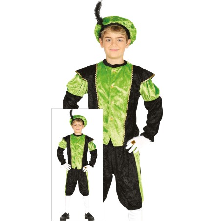 Disfraz paje de rey verde para niño tallas-El Informal Santander