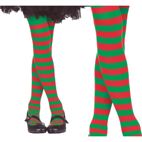 Pantys rayas rojas y verdes elfo infantiles-El Informal