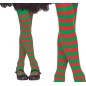 Pantys rayas rojas y verdes elfo infantiles