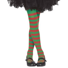 Pantys rayas rojas y verdes elfo infantiles