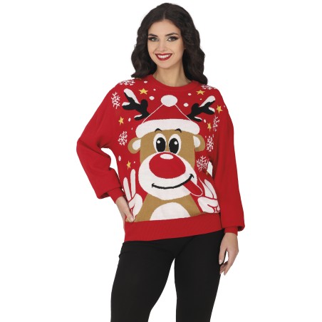 Jersey Navidad gracioso Reno para mujer tallas-El Informal
