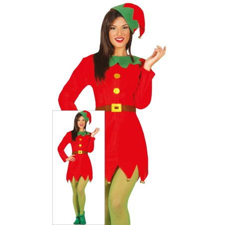 Disfraz elfa roja ayudante de santa talla m 38-40-El Informal