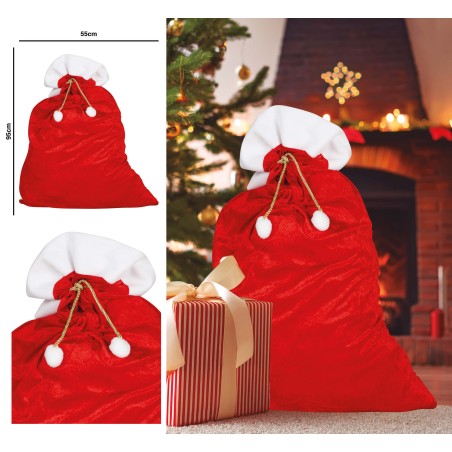 Saco regalos de papa noel rojo 60 x95 cm-El Informal