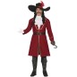Disfraz de Capitan pirata rojo garfio para hombre tallas