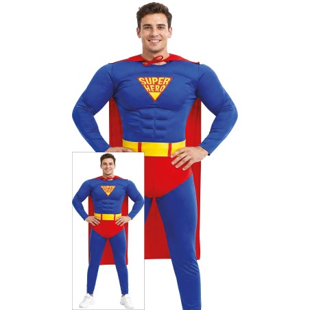 Disfraz de super heroe man musculoso adulto barato. Tienda disfraces