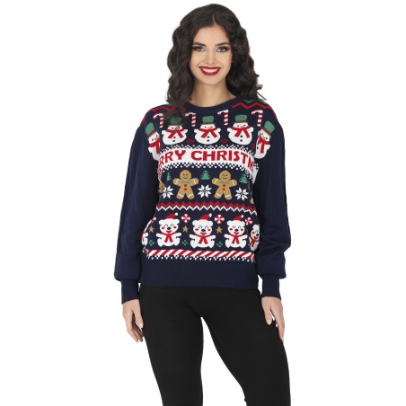 Jersey Navidad gracioso Muñeco de nieve para mujer tallas