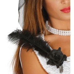 Flor negra con pluma negra con clip broche 8434077186213 18621