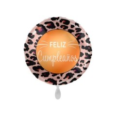 Globo Feliz cumpleanos leopardo 45 cm helio o aire 4061859083596 70261