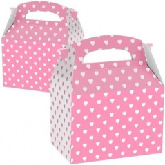 Caja detalles corazones rosa y blanca 1 ud