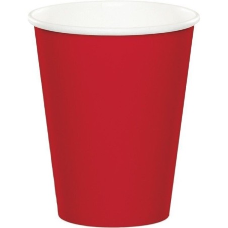 Vasos rojos 8 uds papel