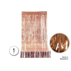 Cortina flecos oro rosa brillante 1x2 metros