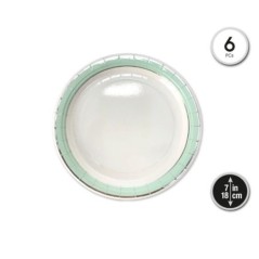 Platos blancos borde verde 6 uds 18 cm