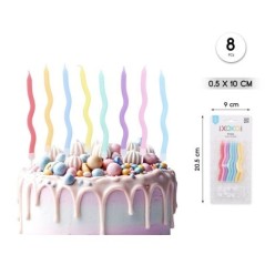 Velas onduladas colores pastel 8 uds 10 cm 8433584593033 59303