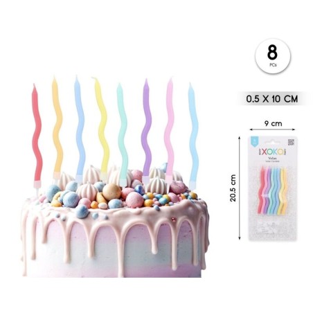 Velas onduladas colores pastel 8 uds 10 cm 8433584593033 59303