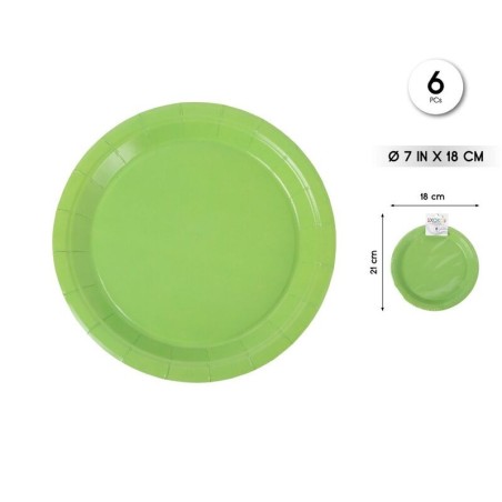Platos verdes 6 uds 18 cm 8433584597703 59770