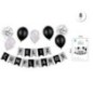 Guirnalda Feliz cumpleaños plata negro con 8 globos