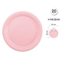 Platos Rosa pastel 20 uds 23 cm