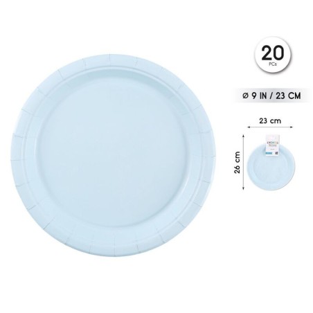 Platos Azul grisaceo 20 uds 23 cm