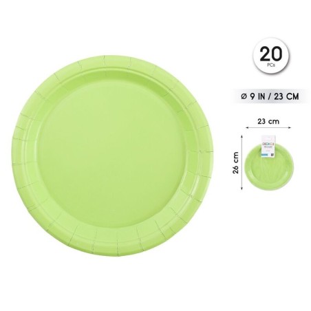 Platos Verde lima 20 uds 23 cm