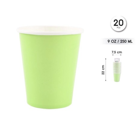 Vasos Verde lima 20 uds