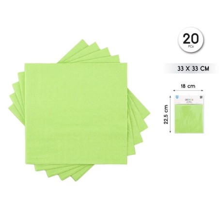 Servilletas Verde lima 20 uds 33 cm