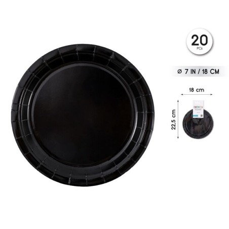 Platos Negro 20 uds 18 cm