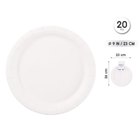 Platos blancos 20 uds 23 cm