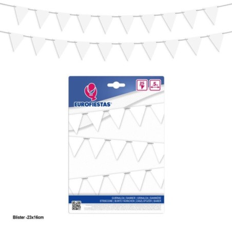 Guirnalda triangular blanca 5 mt carton