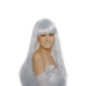 Peluca Drag Queen blanca y plata con flequillo