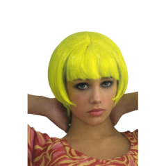 Peluca  pop star amarilla corta con flequillo