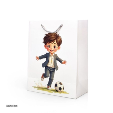 Bolsa regalo comunion nino futbol mediana 26x12x32cm 8447196384309 38430