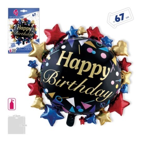 Globo cumpleanos estrellas negro 67 cm helio o aire 8435127171241 17124
