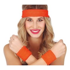 Munequeras y cinta cabeza naranja anos 80 90 8434077188194 18819