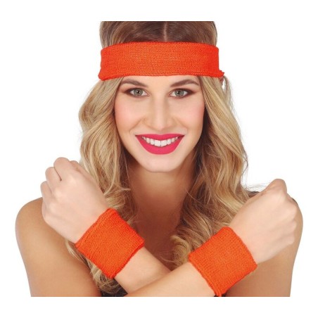 Munequeras y cinta cabeza naranja anos 80 90 8434077188194 18819