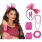 Set disfraz años 80 rosa fucsia 5 piezas