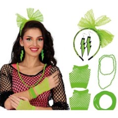Set disfraz anos 80 verde5 piezas 8434077273401 27340