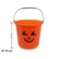 Cubo recogecaramelos calabaza naranja halloween 16x18 cm