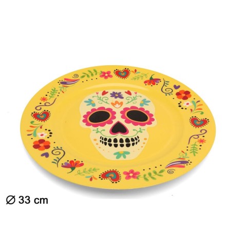 Plato dia de muertos mejicana amarillo 33 cm 8422259815792 81579