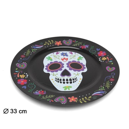 Plato dia de muertos mejicana negro 33 cm 8422259815808 81580