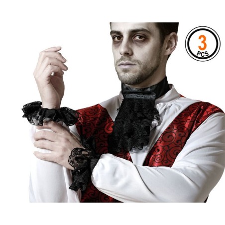 Pechera y munequeras negras vampiro epoca 8422259821687 82168