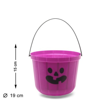 Cubo recogecaramelos fantasma morado halloween 19x15 cm 8422259831860 83186