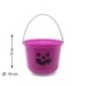 Cubo recogecaramelos fantasma morado halloween 19x15 cm