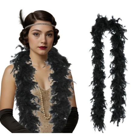 Boa negra plumas charleston anos 20 8434077275665 27566