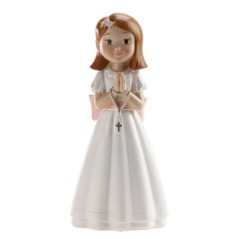 Figura nina de comunion rosario lazo rosa 16 cm 8435599769342 315129